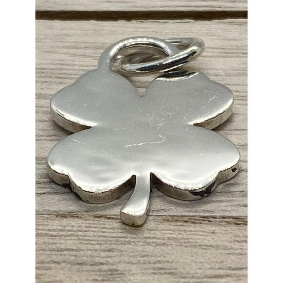 Tiffany & Co Silver Good Luck Shamrock 4 Leaf Clover Charm Pendant - Picture 8 of 9